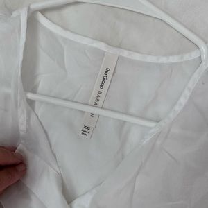 White button blouse with tie